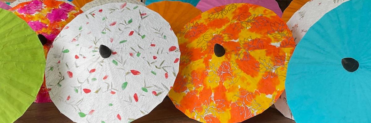 Paper umbrellas in various colors, with eco-friendly bamboo frames, 70 cm