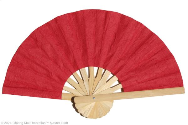 Paper folding hand fan with bamboo frame, venetian red