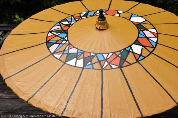 Chiang Mai Classic Bamboo Garden and Patio Umbrella, painted, The Path, on oxide yellow