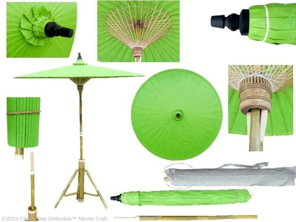 Chiang Mai Classic Bamboo Garden and Patio Umbrella, collage details in color tropicana