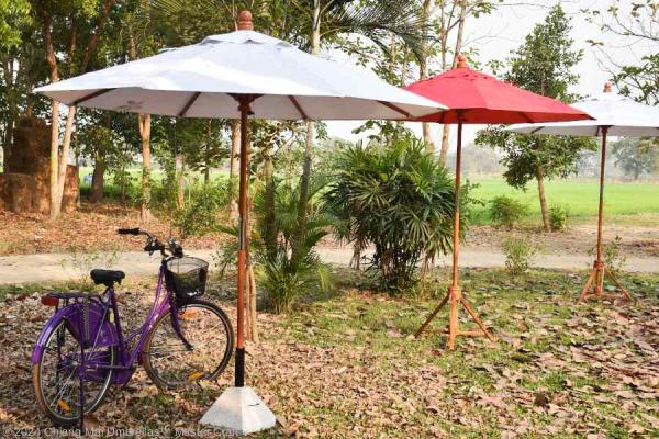 Market umbrellas with bike MAK-101, colors white and red, 250 cm