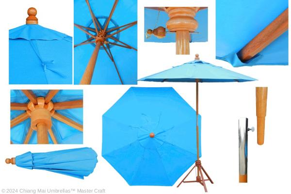 Market umbrella collage details, MAK-101 color blue, 200 cm