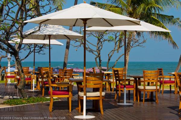 Market umbrellas at seaside restaurant, MAK-101, color white, 250 cm